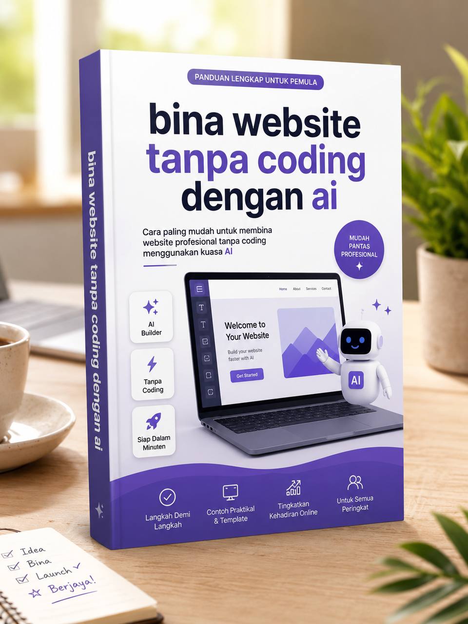 Bina Website Tanpa Coding Dengan AI - Ebook Cover